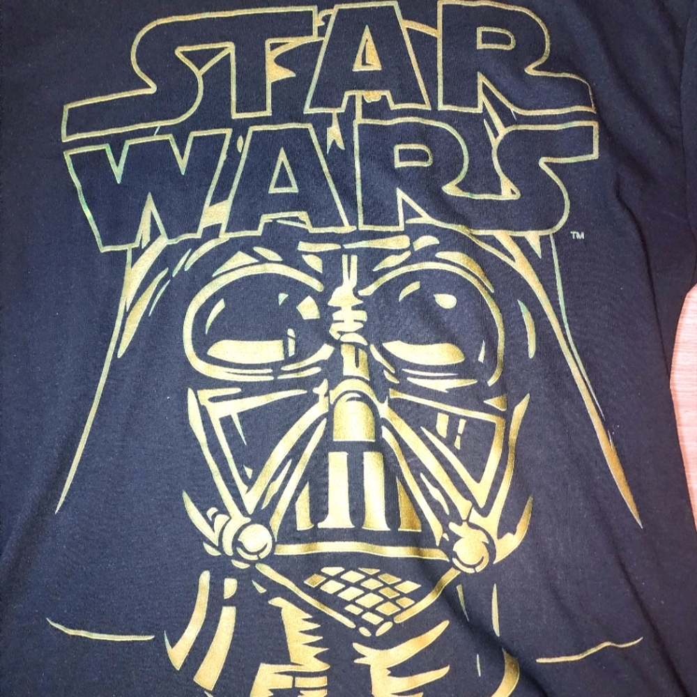 Star Wars Darth Vader T-Shirt Men's Size Large Black Gold Graphic Tee 100% Cotto